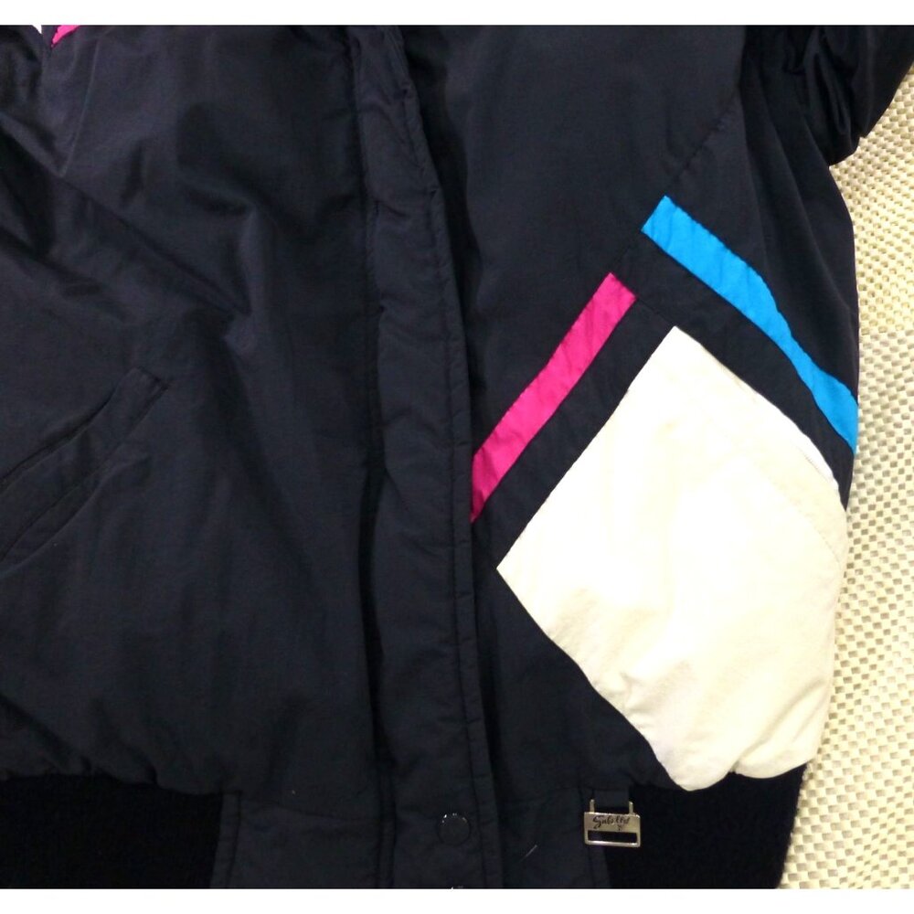 VTG Subili Retro Color Block Puffer Winter Jacket Windbreaker Size 12 - Picture 8 of 16